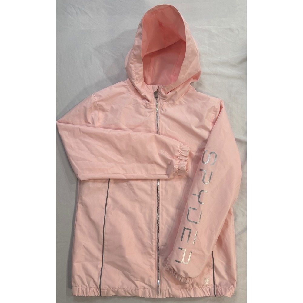 Spyder Womens Pink Hooded Windbreaker Jacket Reflective Full Zip Size M